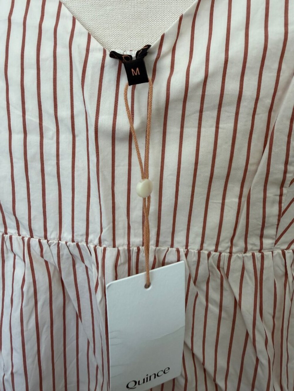 Quince Organic Cotton Poplin striped tiered dress - Picture 3 of 8